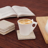 Travertine Square Coasters for Coffee Mug & Home Décor -Coasters Set of 6 for Bar Décor