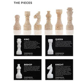 Marble White and Travertine Tournament Chess Set With Storage Box 15" For Board Games for 2 Players