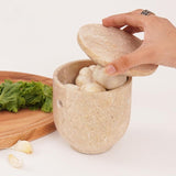 Travertine Garlic Keeper for Storage Container - Garlic Holder Kitchen Counter