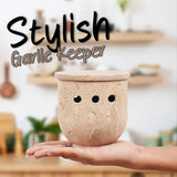 Travertine Garlic Keeper for Storage Container - Garlic Holder Kitchen Counter