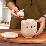 Travertine Garlic Keeper for Storage Container - Garlic Holder Kitchen Counter