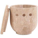 Travertine Garlic Keeper for Storage Container - Garlic Holder Kitchen Counter