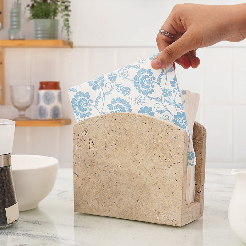 Travertine Napkin Holder for Coffee & Dining Table - Serviette Holder Home & Kitchen