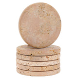 Travertine Round Coasters Set of 6 for Kitchen Home - Coasters for Coffee Table Bar