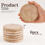 Travertine Round Coasters Set of 6 for Kitchen Home - Coasters for Coffee Table Bar